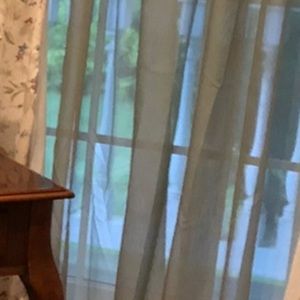 Sage green window sheer curtains rod pocket